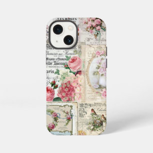 Etui iPhone 13 Mini Collage shabby chic, victorien de campagne, découp