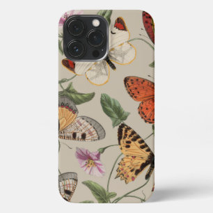 Etui iPhone 13 Pro Max Collection de la papillon Moth Nature Dessin