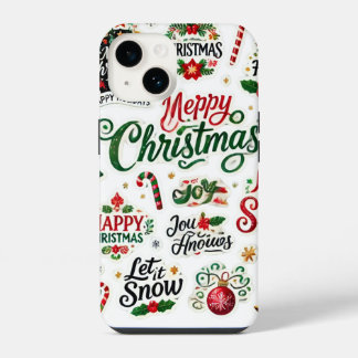 Coque Pour iPhone 14 Collection Sticker Festive de Noël - Whimsical H