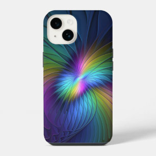 Coque Pour iPhone 14 Coloré Avec Bleu Moderne Art Fractal Abstrait