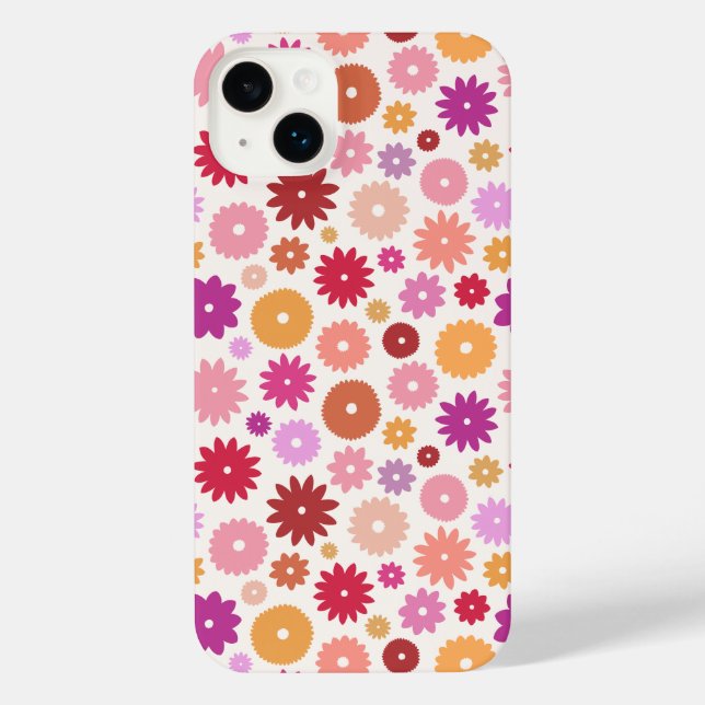 Coque iPhone Colorful Blooms Repeat Pattern (Verso)