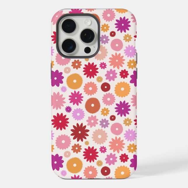 Coque iPhone Colorful Blooms Repeat Pattern (Verso)