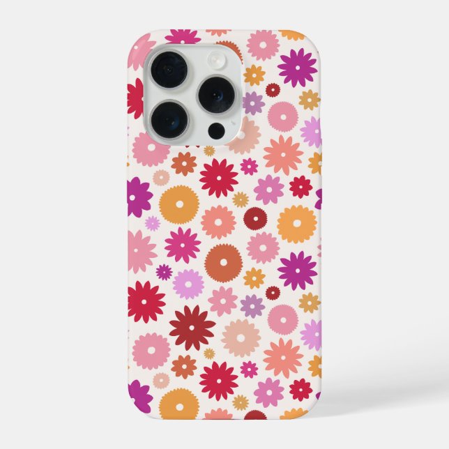Coque iPhone Colorful Blooms Repeat Pattern (Verso)