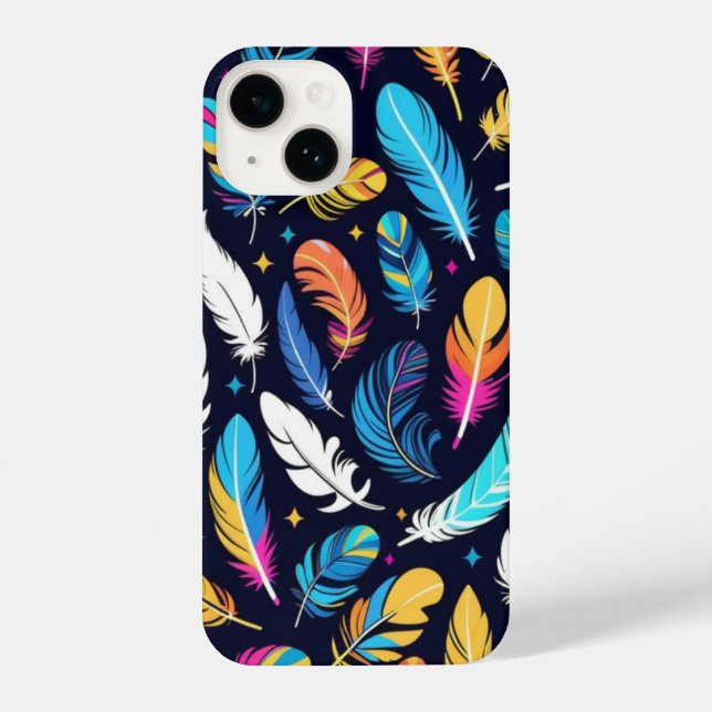 Coque iPhone Colorful Feathers Pattern Phone Case  (Verso)