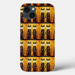Etui iPhone 13 Compagnons Abstraits : Une Histoire de Deux Chats