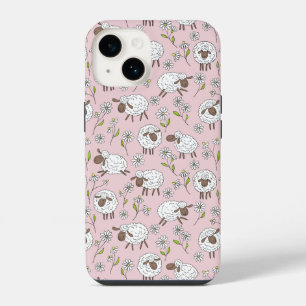 Coque Pour iPhone 14 Compter les moutons sur un bonbon rose