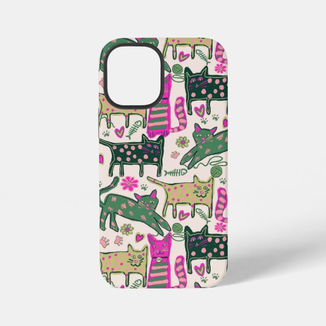 Coque iPhone Conception de chat rétro amusante (Verso)