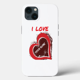Etui iPhone 13 Conception de cœur d'amour Grunge modifiable – Ajo