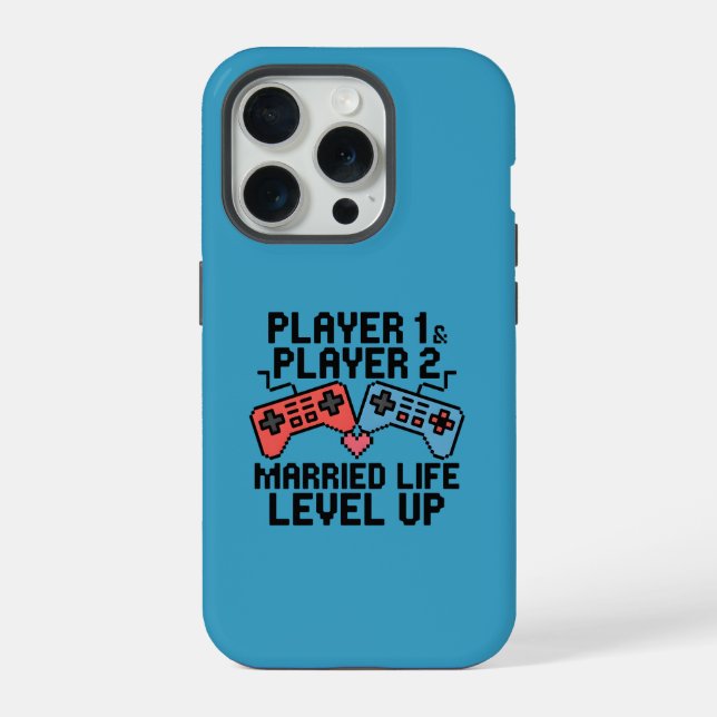 Coque iPhone Conception de couple de jeu Pixel Level Up (Verso)