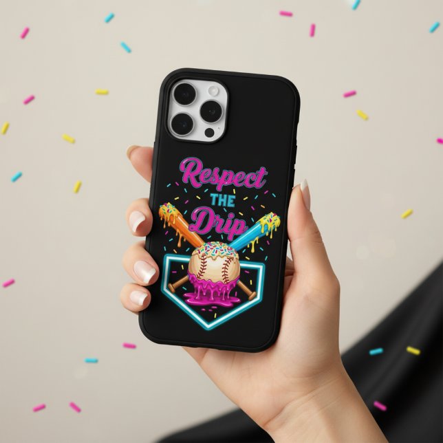 Coque iPhone Conception de crème glacée de baseball qui fond Ba (Créateur téléchargé)