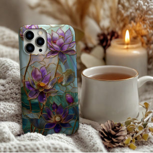 Coque iPhone 11Pro Max Conception de fleurs de lotus pourpres en verre