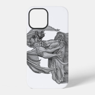 Coque iPhone 12 Conception de Golem Gargoyle noir et blanc