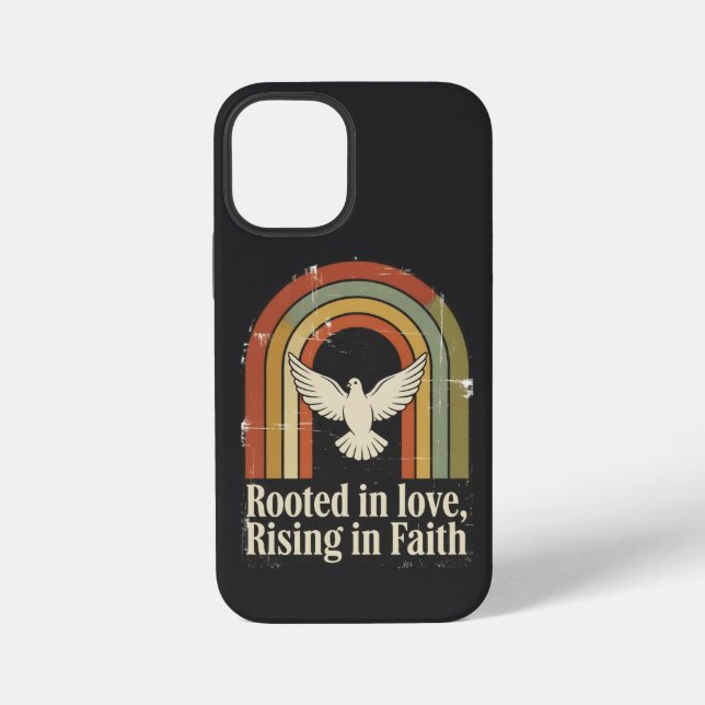 Coque iPhone Conception de la foi rétro-enracinée (Verso)