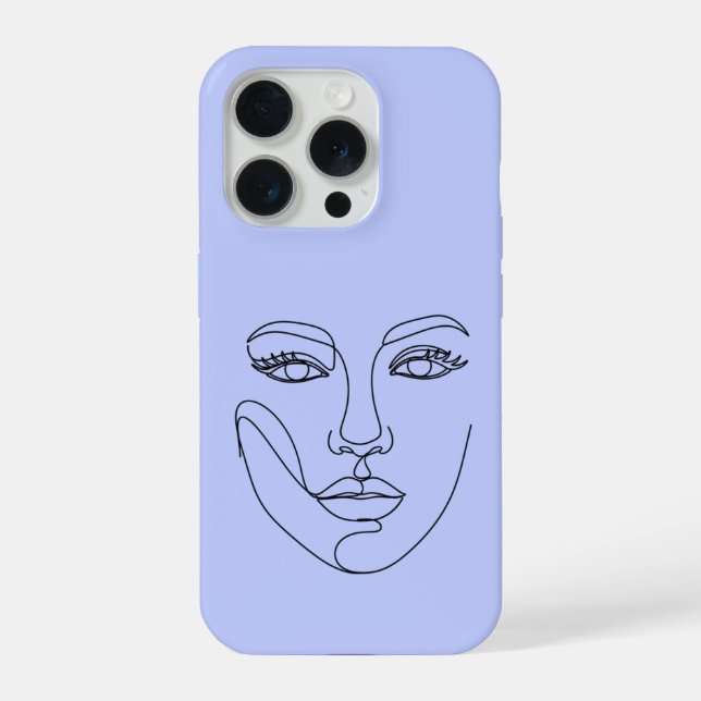 Coque iPhone Conception de ligne abstraite moderne de visage de (Verso)