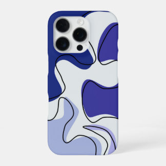 Coque iPhone 16 Pro Conception de lignes fluides bleues et blanches co