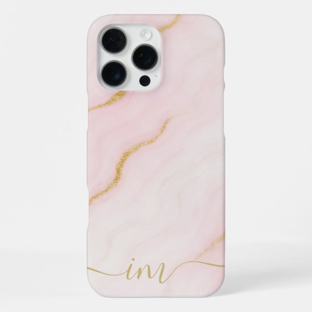 Coque iPhone Conception de marbre abstrait moderne avec initial (Verso)