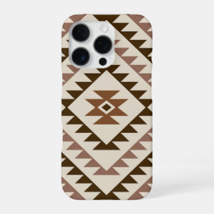 Coque iPhone 16 Pro Conception de motif diamant aztèque Brun+Crème