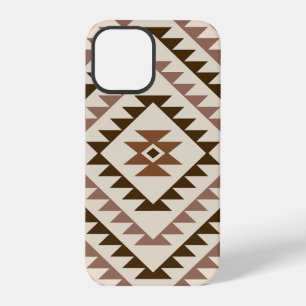 Coque iPhone 12 Pro Conception de motif diamant aztèque Brun+Crème