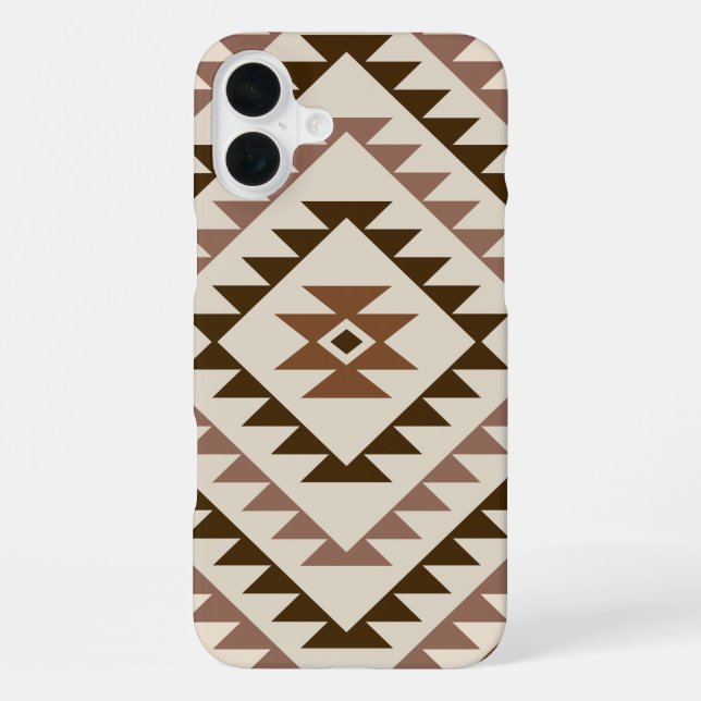Coque iPhone Conception de motif diamant aztéque marron+crème (Verso)