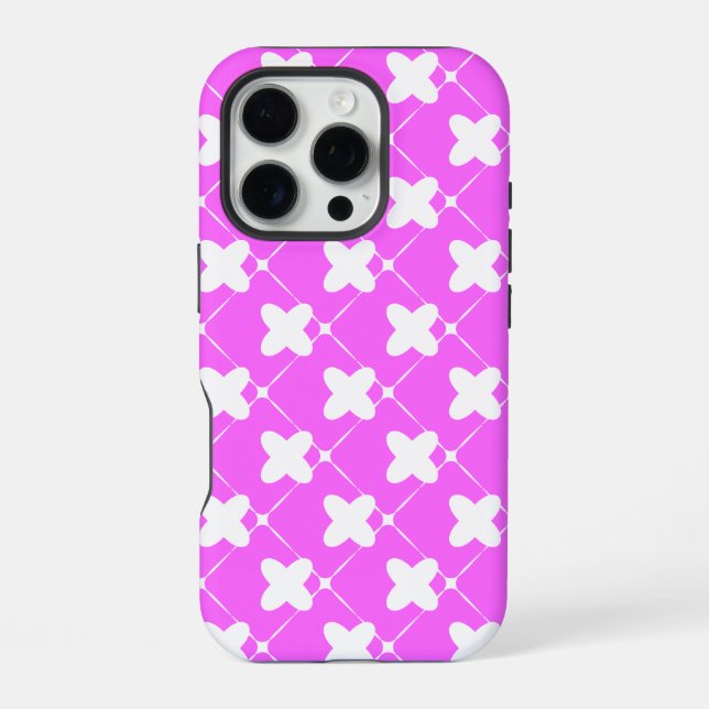 Coque iPhone Conception de motif en rose et blanc (Verso)