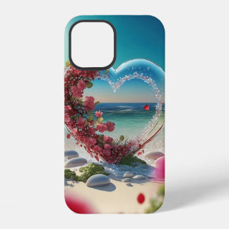 Coque iPhone 12 Conception de paysage avec cœur