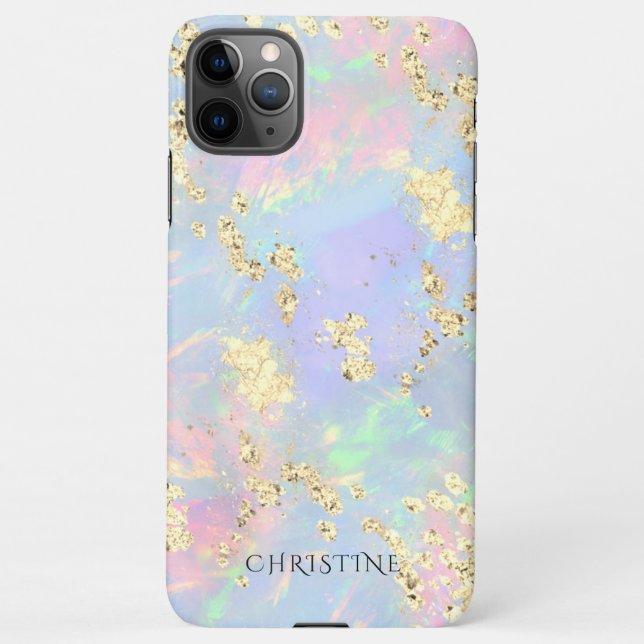 Coque iPhone conception inspirée de l'opal de nom personnalisé (Dos)