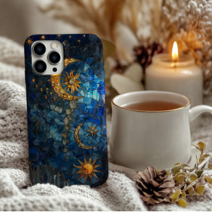 Coque iPhone 11Pro Max Conception solaire et lune en verre tendu