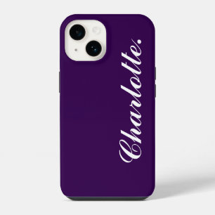 Coque Pour iPhone 14 Concevez Votre Propre Nom sur Ce Violet Foncé