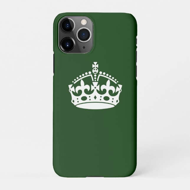 Coque iPhone CONSERVEZ CALME COURONNE sur la Personnaliser vert (Dos)