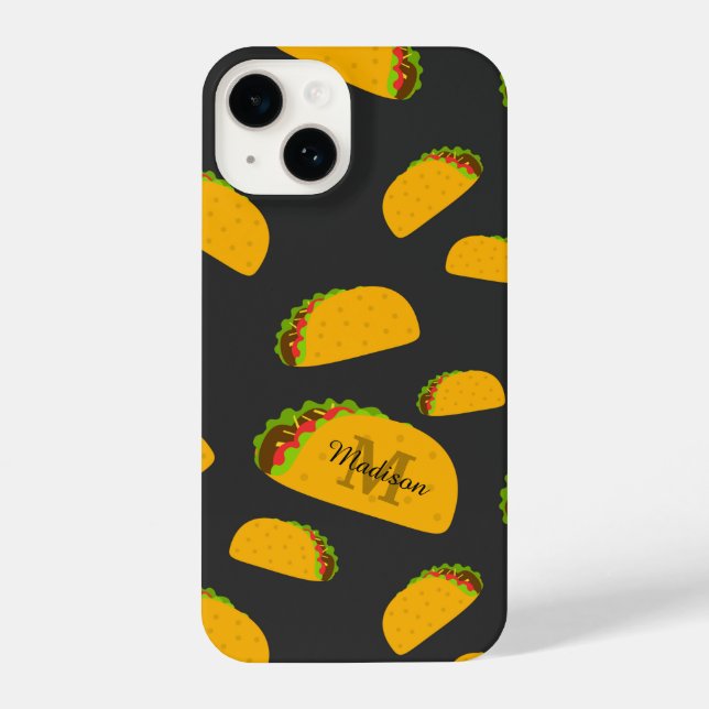 Coque iPhone Cool et amusant yummy taco motif Monogramme (Verso)
