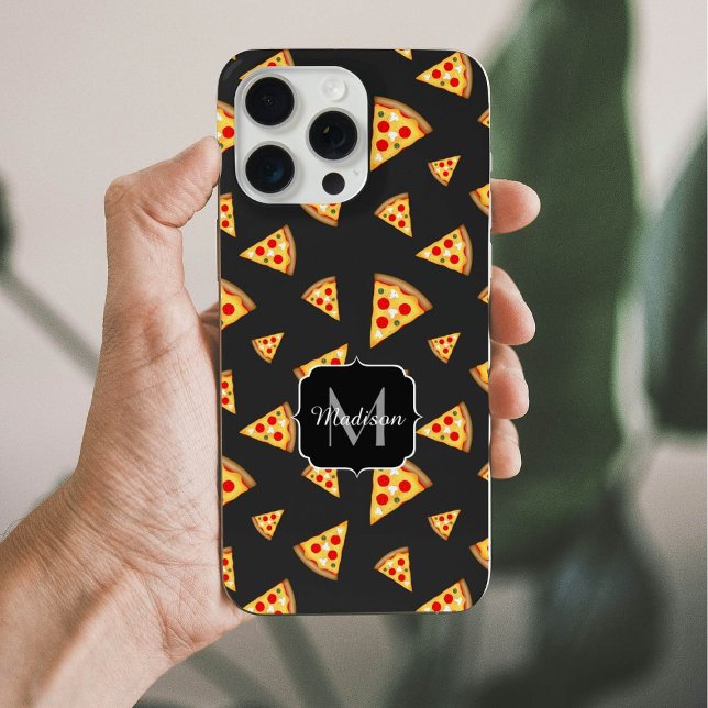 Coque iPhone Cool et fun pizza tranches motif sur mesure Monogr (Créateur téléchargé)
