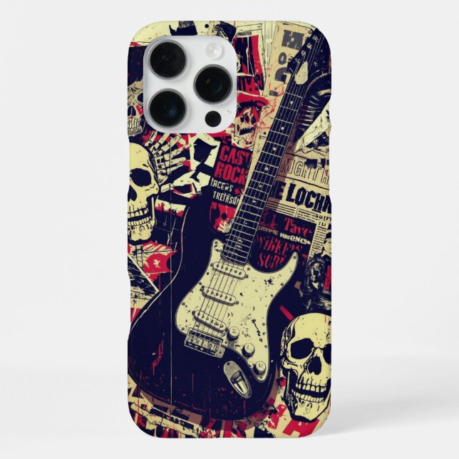 Coque iPhone Cool Rock Guitar Skulls Guitarist Musician Gift (Verso)
