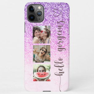 Coque iPhone 11Pro Max Cool tendance violet Parties scintillant rose Phot