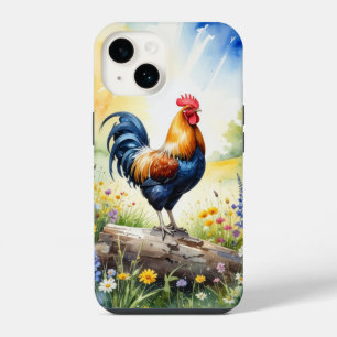 Coque Pour iPhone 14 Coq perché sur un boitier de téléphone journal