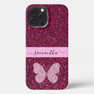 Etui iPhone 13 Pro Max Coque de Bourgogne avec nom personnel et mouche