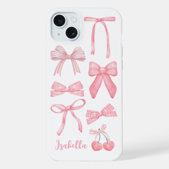 Coque iPhone Coquette rose Bow tendance Feminine Girly esthétiq (Verso)
