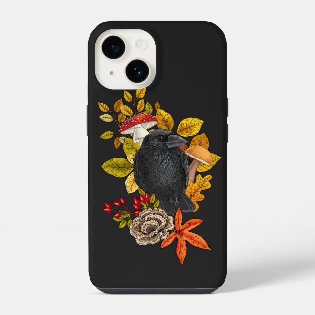 Coque iPhone Corbeau d'automne (Verso)