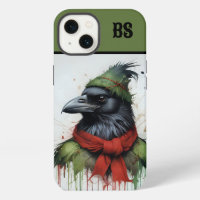 corbeau noir en tenue de Noël