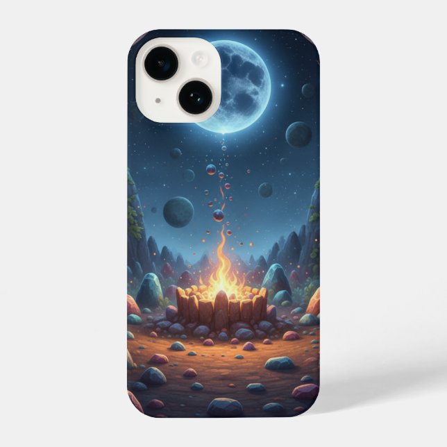 Coque iPhone Cosmic Fire & Magic Moon Fantasy Art Phone Case (Verso)