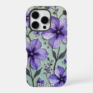 Coque iPhone 16 Pro Cosmos Flowers sur une toile bleue