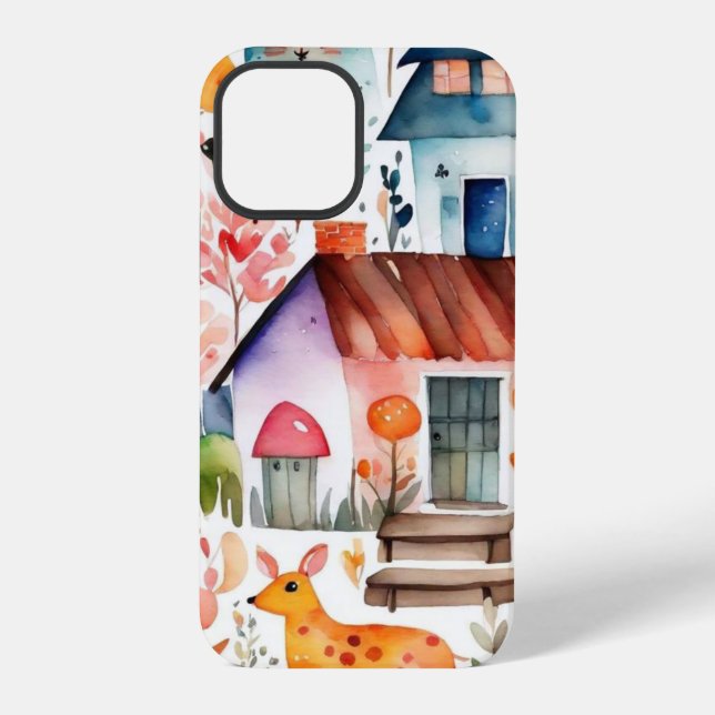 Coque iPhone Cottage noyau floral de campagne animaux maisons (Verso)