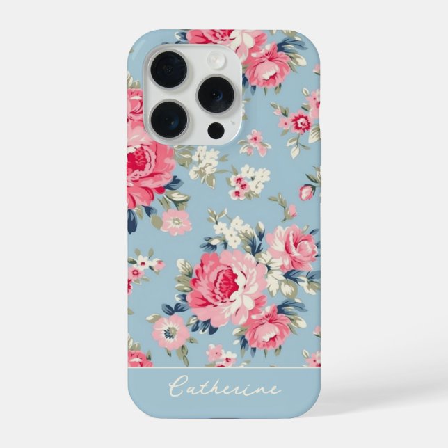 Coque iPhone Cottage personnalisé Roses roses sur Arrière - pla (Verso)
