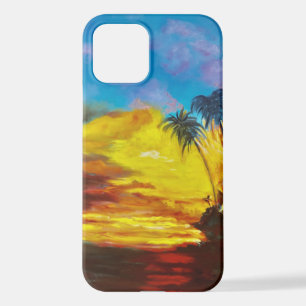 Coque iPhone 12 Coucher de soleil de plage tropical