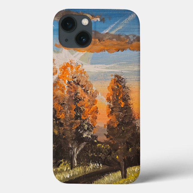 coque iphone "Coucher de soleil doré" - La nature  (Verso)