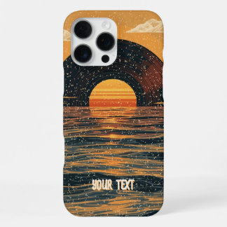 Coque iPhone 16 Pro Max Coucher de soleil rétro vinyle pour collectionneur