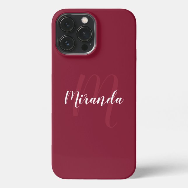 Coque iPhone Couleur personnalisée Monogramme et nom personnali (Verso)
