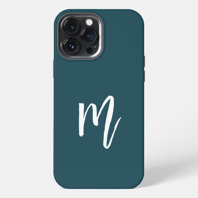 Coque iPhone Couleur Turquoise initial chic (Verso)