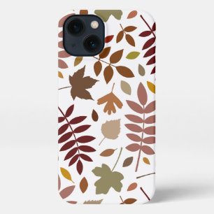 Etui iPhone 13 Couleurs d'automne en blanc pour les Feuilles tomb