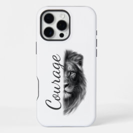 Coque iPhone 16 Pro Max Courage Lion Artistique Minimal-