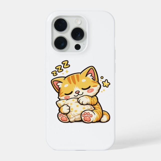 Coque iPhone Coussin de chat endormi mignon (Verso)